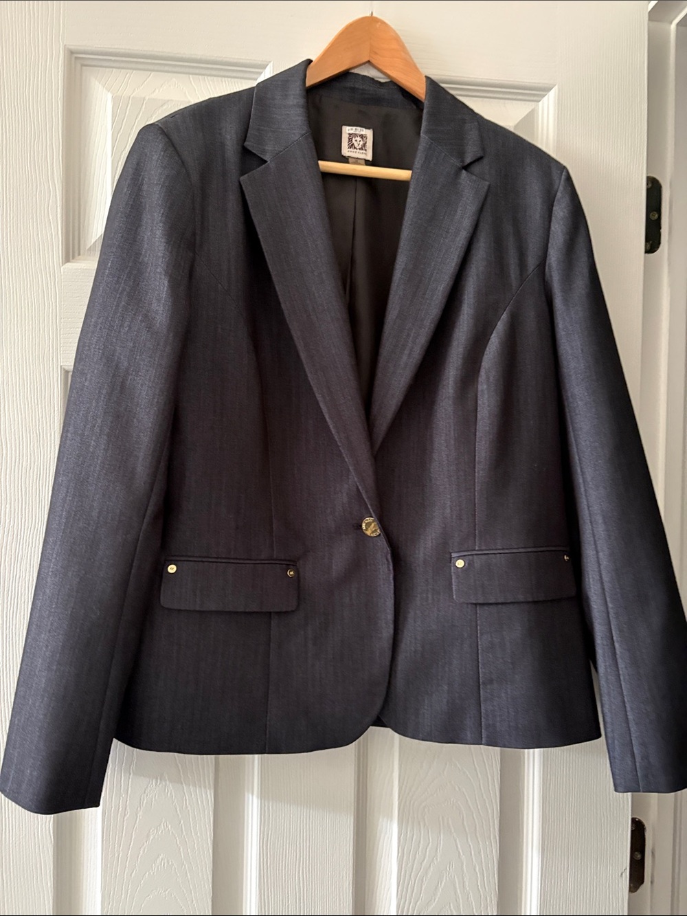 Anne Klein Charcoal Gray Single-Button Women's Blazer